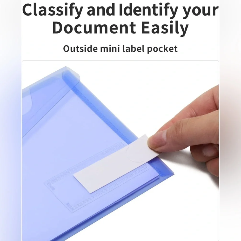 Set/6 Brightly Colored, Transparent Velcro Closure Envelope Organizers, A6 Size